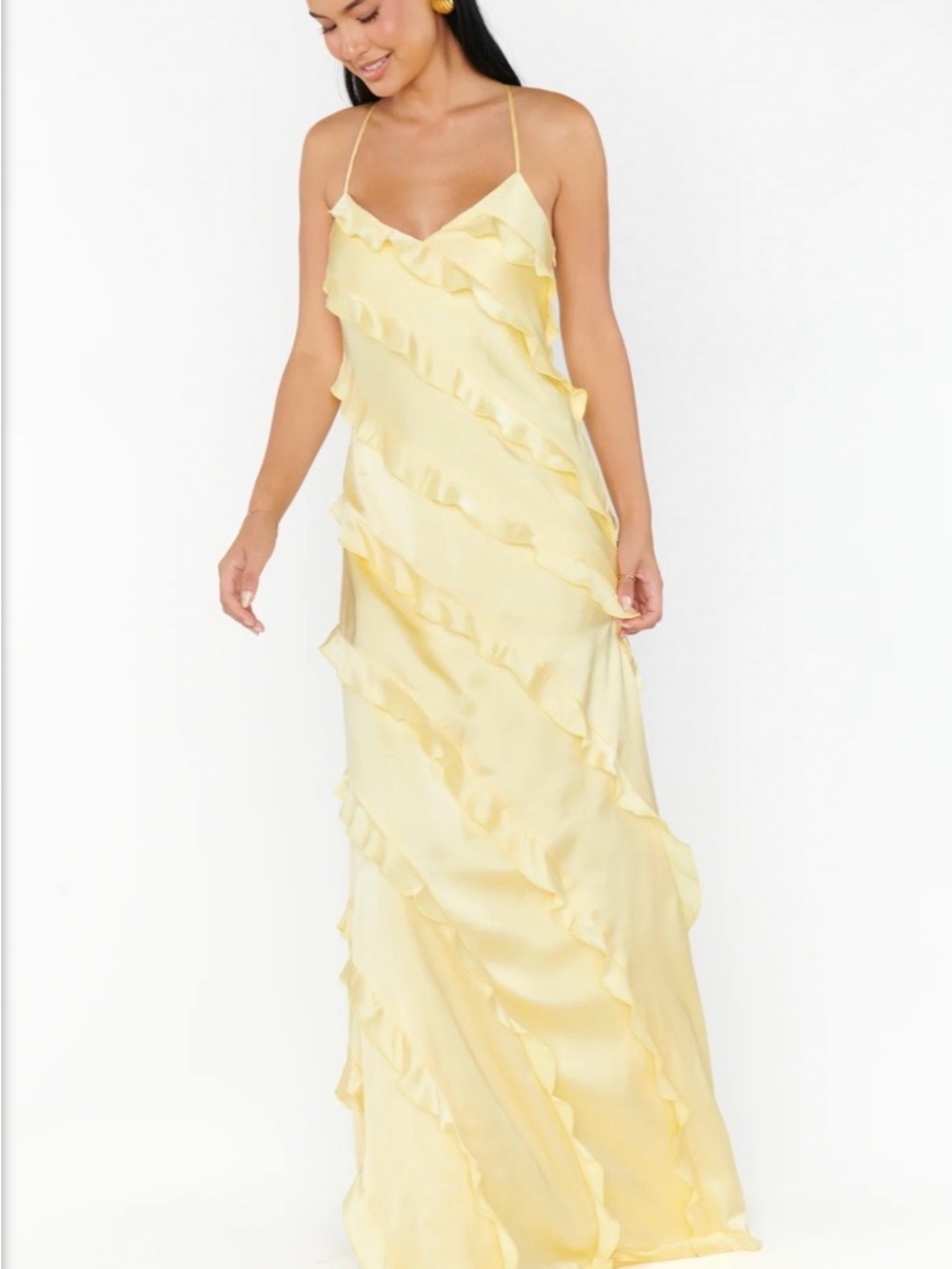 Show Me Your MuMu Yellow Ruffle Slip Dress - Picture 3 of 4